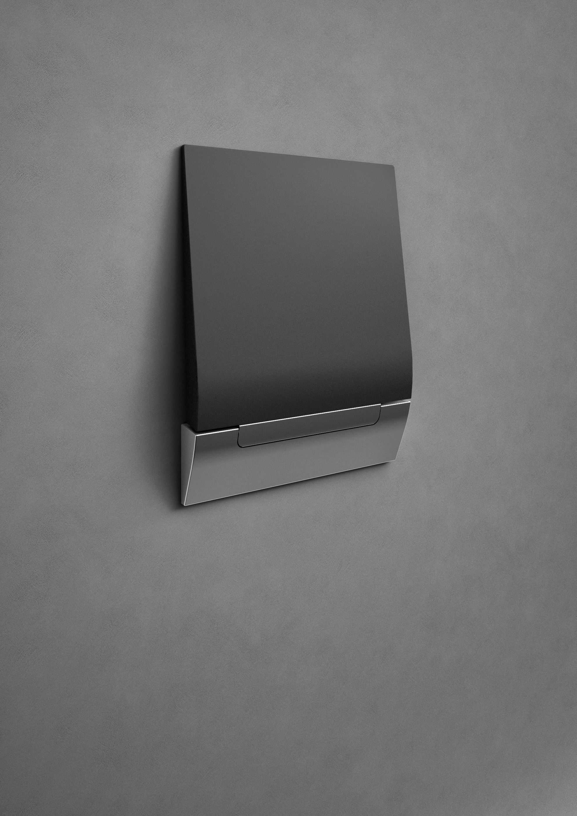 Il sedile doccia ribaltabile di Provex in versione nera, chiuso a parete