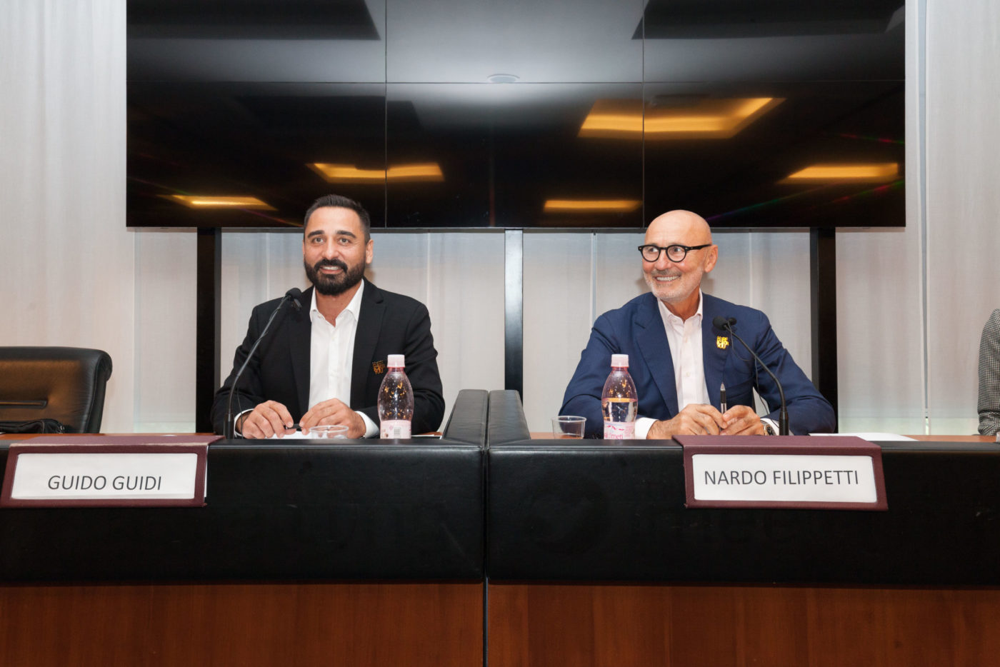 Guido Guidi e Nardo Filippetti durante la presentazione di Lindbergh Hotels